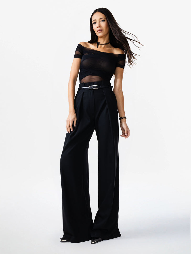 DRAPED WRAPOVER TOP WITH CAP SLEEVES