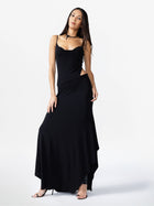 LONG DRESS WITH STRAPS AND NECKLINE ON THE BACK SIDE
