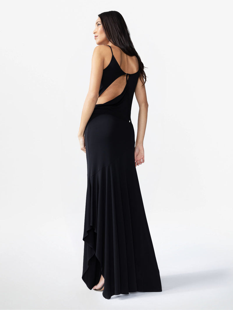 LONG DRESS WITH STRAPS AND NECKLINE ON THE BACK SIDE