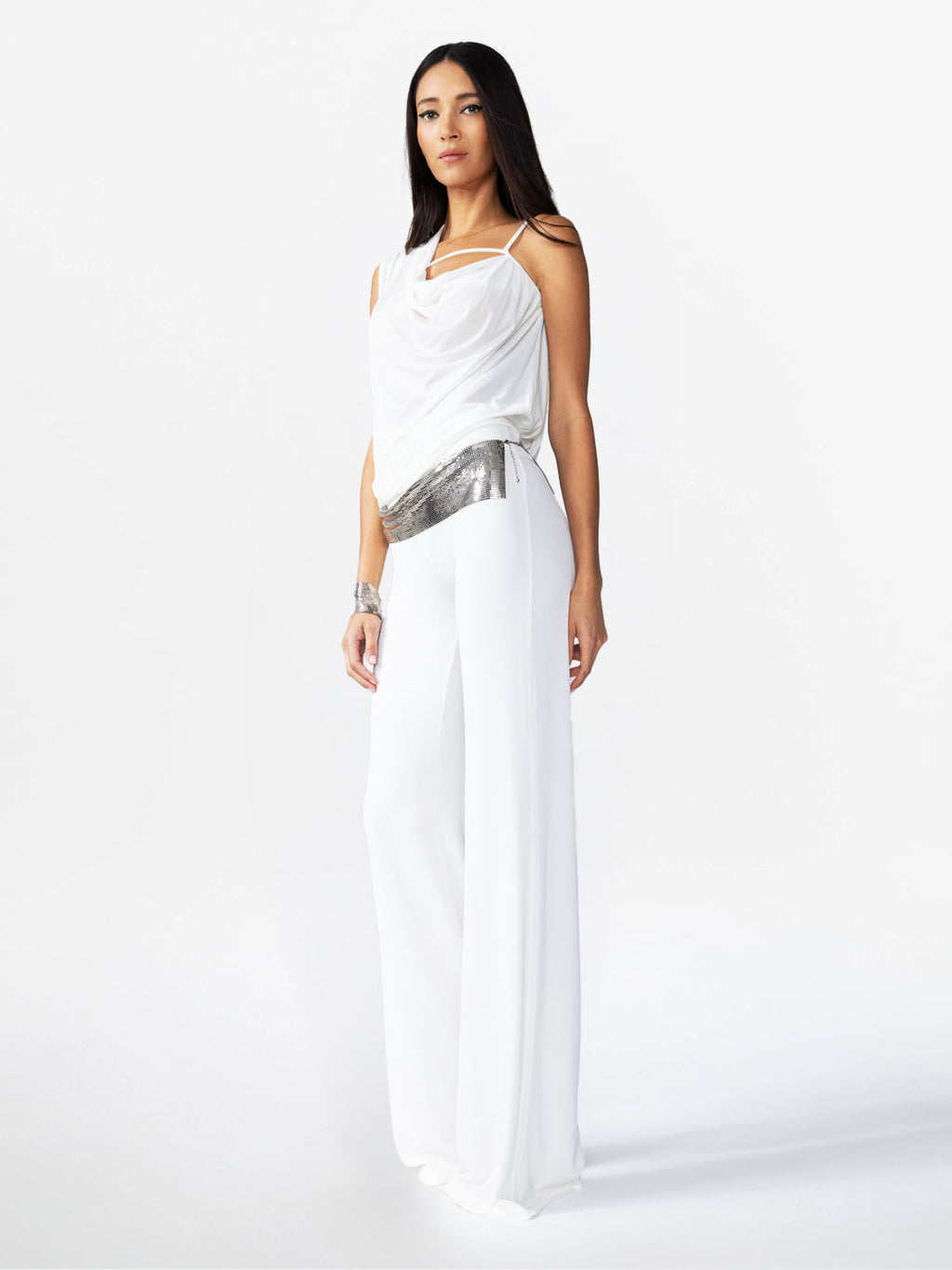 DRAPED SHOULDER TOP WITH NECKLINE ON THE BACK SIDE