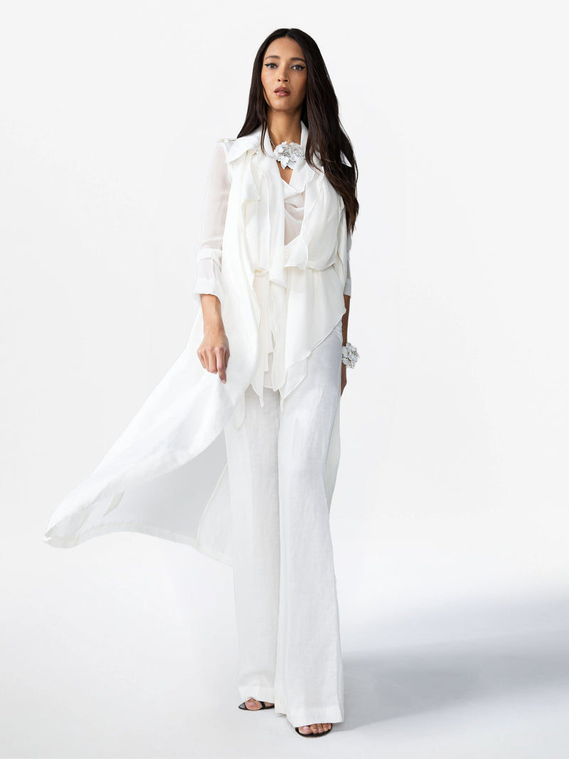 SUMMER COAT WITH SILK GEORGETTE SLEEVES