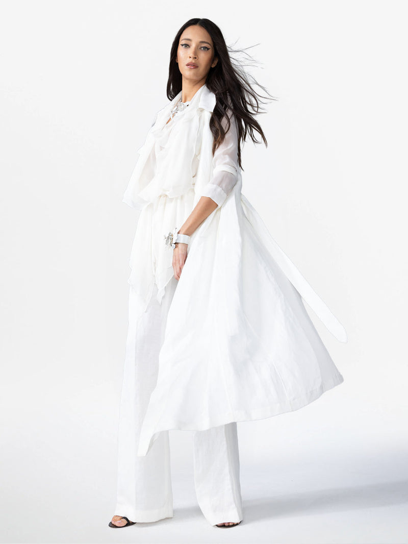 SUMMER COAT WITH SILK GEORGETTE SLEEVES