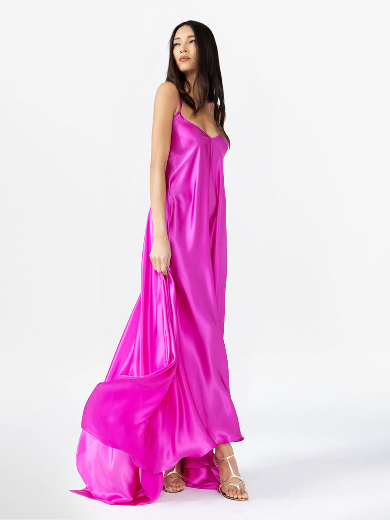 LONG DRESS WITH BACK NECKLINE AND CROSSED STRAPS